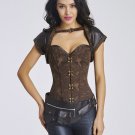 MOONIGHT 2017 New Women Sexy High Quality Brown Steampunk Boned Gothic Punk Overbust Corset Lingerie