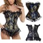 Embroidery Sexy Boned Waist Trainer Brocade Corsets And Bustiers Lace Up Corselet Gothic Plus Size S