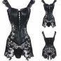 Womens Sexy Corsets Faux Leather Steampunk Gothic Clothing Long Fashion Black Green Corset Lace Up B