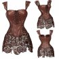 Womens Sexy Corsets Faux Leather Steampunk Gothic Clothing Long Fashion Black Green Corset Lace Up B