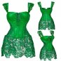 Womens Sexy Corsets Faux Leather Steampunk Gothic Clothing Long Fashion Black Green Corset Lace Up B