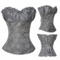 Sexy Grey Embroidered Zipper Vintage Corsets And Bustiers Slimming Body Shaper Corselet Overbust Got