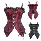 Sexy Steampunk Corset Waist Trainer Halter Corset Overbust Gothic Striped Corsets And Bustiers Burle