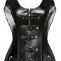 Free shipping New Sexy Women Gothic Punk Black Faux Leather Plastic Boned Shaper Overbust Lace Up Pl
