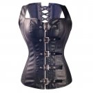 S-2XL Steel Boned Steampunk Corset Top Gothic Sexy Waist  Shaper Zipper Buckle Lace Up Leather Corse