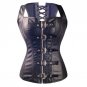 S-2XL Steel Boned Steampunk Corset Top Gothic Sexy Waist  Shaper Zipper Buckle Lace Up Leather Corse