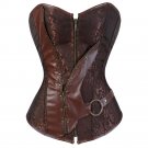 Steampunk Gothic Corset Zipper  Spiral Steel Boned Overbust Bustier Clubwear Waist Sliming Plus size