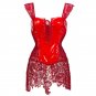 Gothic Sexy Women Black Red PVC Vinyl Overbust Corset Dress Plus Size S-6XL Top