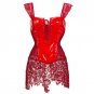 Gothic Sexy Women Black Red PVC Vinyl Overbust Corset Dress Plus Size S-6XL Top