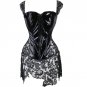 Gothic Sexy Women Black Red PVC Vinyl Overbust Corset Dress Plus Size S-6XL Top