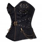 Sexy plus size corsets women clubwear 2017 hot selling zip front steampunk gothic clothing black cor