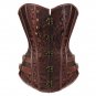 Steampunk Gothic Corset Brown/Black Jacquard Lace Up Boned Overbust Bustier Clubwear Body Shaper Plu