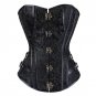 Steampunk Gothic Corset Brown/Black Jacquard Lace Up Boned Overbust Bustier Clubwear Body Shaper Plu