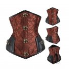 Sexy Gothic Steampunk Underbust Corset Jacquard Spiral Steel Boned Push Up Waist Trainer Bustier S-2