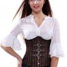 Gothic Steampunk Corset Underbust Burlesque Leather Bustier Showgirl Top Plus Size S-2XL