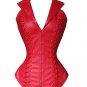 Steampunk Gothic Corset faux Leather Halter Lapel Waist Cincher Bustier Black/Red Slimming Clothing