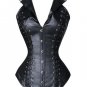 Steampunk Gothic Corset faux Leather Halter Lapel Waist Cincher Bustier Black/Red Slimming Clothing