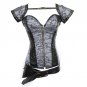Steampunk Corset Spiral Steel Boned Brown Leather Waist Gothic Bustier with Jacket halter Lingerie h