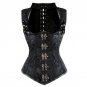 Steampunk Corset Spiral Steel Boned Brown Leather Waist Gothic Bustier with Jacket halter Lingerie h