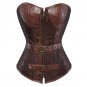 Gothic Steampunk Corset Sexy Burlesque Lace up Boned Clothing Brown Leather with Jacket Clubwear Plu