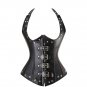 Gothic Straps Faux Leather Underbust Corset Spiral Steel Boned Clubwear Lingerie Push Up Bustier S-2