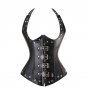 Gothic Straps Faux Leather Underbust Corset Spiral Steel Boned Clubwear Lingerie Push Up Bustier S-2