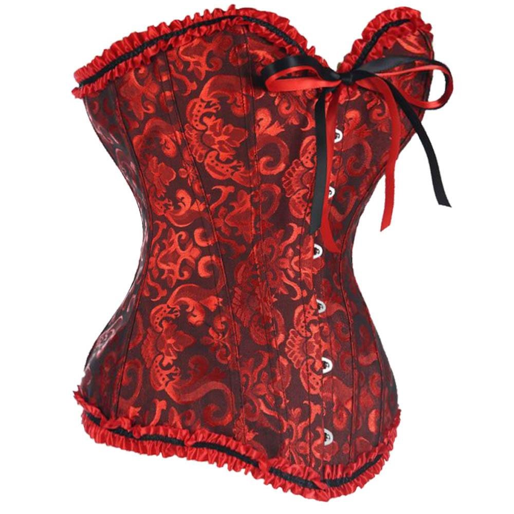 Sexy Women Steampunk Clothing Gothic Plus Size Corsets Lace Up Steel Boned Overbust Bustier Waist Ci 