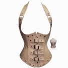 Wechery Steampunk Corset Leather Corset Underbust Vest Gothic Studded Steel Boned Waist  Corsets and