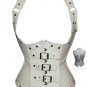 Wechery Steampunk Corset Leather Corset Underbust Vest Gothic Studded Steel Boned Waist Corsets and