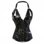 Steampunk Corset Faux Leather Burlesque Clubwear Lace up Boned with Chains Gothic Carnival Clothing