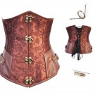 Steampunk Underbust Corset Gothic brown/black Spiral Steel Boned Waist Trainer Shaper Bustier Top cl