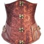 Steampunk Underbust Corset Gothic brown/black Spiral Steel Boned Waist Trainer Shaper Bustier Top cl