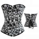 Gothic Women\'s Corset and Bustier sexy Skull Costume Top Showgirl hot Clubwear Shirt Lace up Boned 