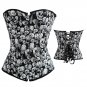 Gothic Women\'s Corset and Bustier sexy Skull Costume Top Showgirl hot Clubwear Shirt Lace up Boned