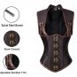 New Sexy Women Gothic Corset Punk Brown Black Faux Leather Steel Boned Bustiers Lace Up Plus Size Wa
