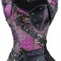 New Sexy Women Gothic Corset Punk Brown Black Faux Leather Steel Boned Bustiers Lace Up Plus Size Wa