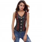 New hot 2017 mesh insert black faux leather corset top tank with thong punk gothic clothing women cl