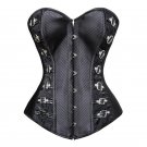 Women Spiral Steel Boned Waist Trainer Striped Gothic Steampunk Overbust Corset And Bustier Buckle K