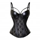 Women Corset Sexy Steampunk Gothic Faux Leather Lace Corset Overbust Black Corsets and Bustiers Plus