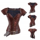 Gothic Steampunk Corsets Punk Steel Boned Zipper Vintage Overbust Corsets Waist Trainer Corset Top M