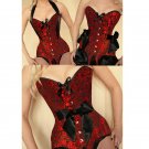 High quality Black And Red Floral Embroidered Halter Sexy Corset Top Gothic Korsett for Women Waist 