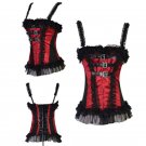 Satin Overbust Strap Boned Red Corset Zipper and Buckle Front Gothic Corsets and Bustiers New Wester