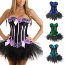 Women\'s Gothic Sexy Overbust Bowknot Lace Corset + Tulle Skirt Bustier Dress
