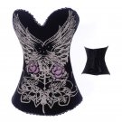 Sexy Wing Print Gothic Punk vintage Corset corsetti Rock Hook Bustier Tattoo Boned Corset Top Devil 