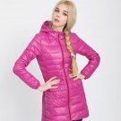 Fashion Winter Women Down Jacket Long Sleeve White Duck Down Filling Long and thin Coat Outwear S-3X