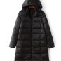 Fashion Winter Women Down Jacket Long Sleeve White Duck Down Filling Long Coat Outwear Black and Nav