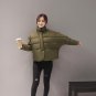Fashion Winter Women Down Jacket Long bat sleeved White Duck Down Filling thin covered button Coat O