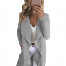 2017 Fashion Women Lapel Neck Open Front Long Sleeve Autumn Casual Loose Solid Irregular Hem Long Ca