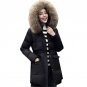 2017 Women Winter Warm Faux Fur Collar Hooded Long Sleeve Zipper Cotton Down Padded Puller Jacket Ca