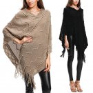 2017 Women Autumn Knitted Sweater Poncho Batwing Sleeve Coat Elegant Pullover Jumper Irregular Tasse